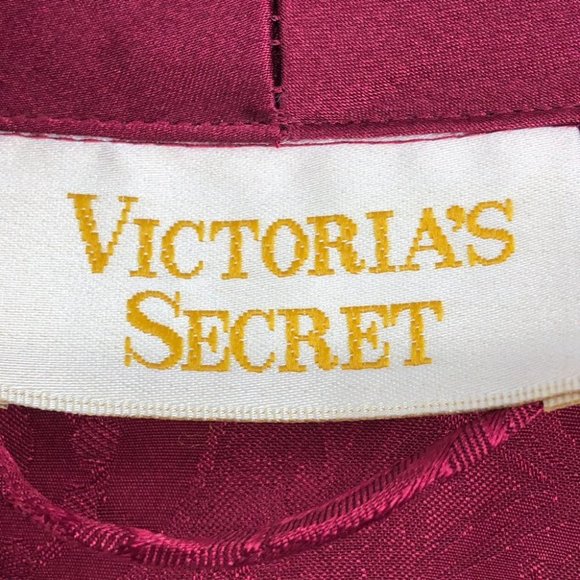 Vintage Victoria's Secret Gold Label Burgundy Satin Paisley Bath Robe size SP - Picture 3 of 14